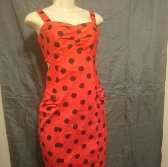 VINTAGE | Red/Black Polka Dotted Dress! - Picture 1 of 8